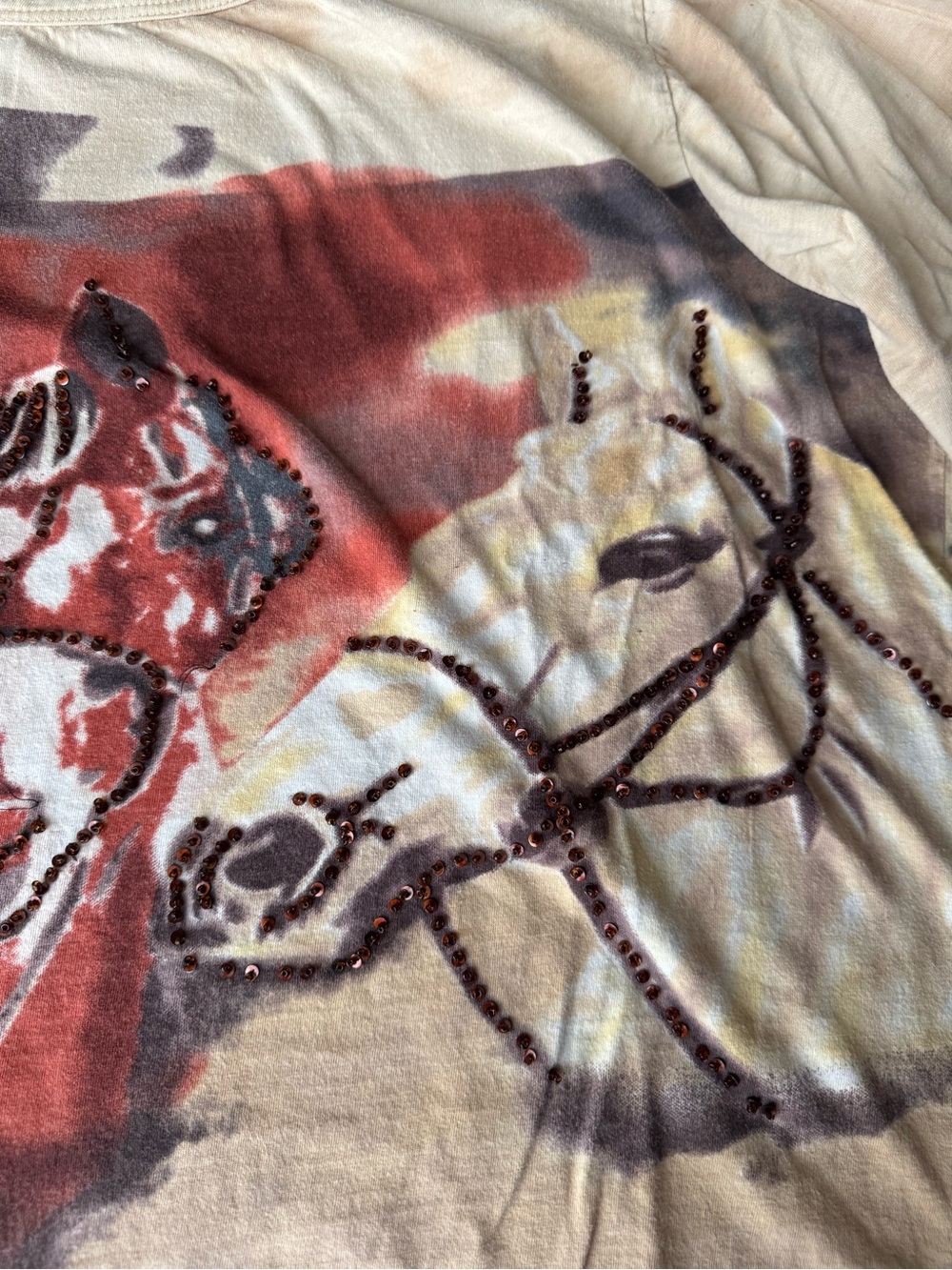 Vintage Take Two Clothing Co Horse Graphic Top XL Sequined Y2K Western - Picture 5 of 6